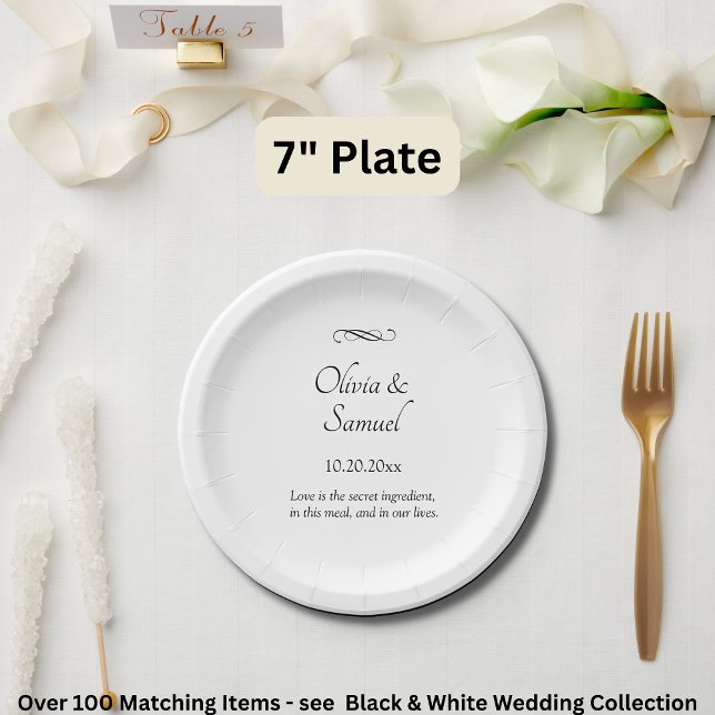 Plato De Papel Names Date Message Black White Infinity Scroll, 7" (Subido por el creador)