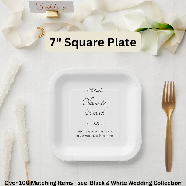 Plato De Papel Names Date Message Black White Infinity Scroll, 7" (Subido por el creador)