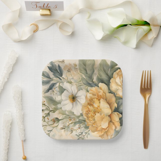Plato De Papel Napkin de papel floral (Boda)