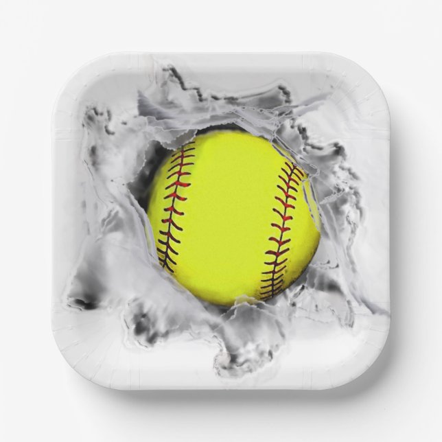 Plato De Papel Napkins Fiesta del equipo de Softbol (Anverso)