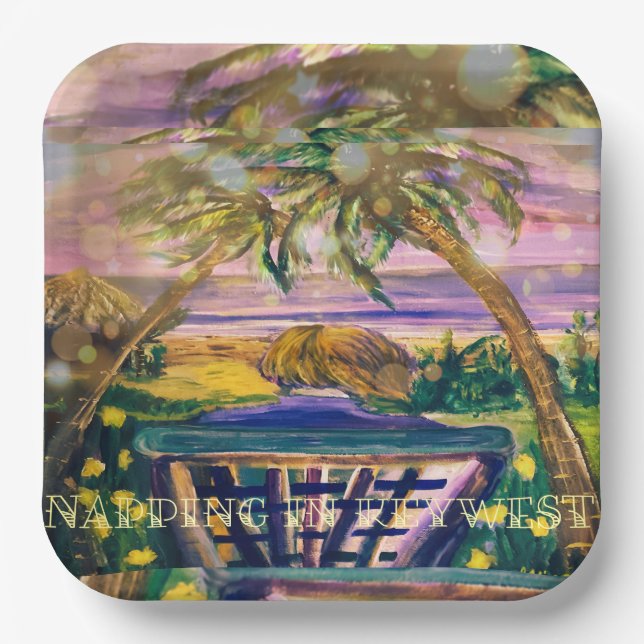 Plato De Papel Napping in Key West Fun and Casual (Anverso)