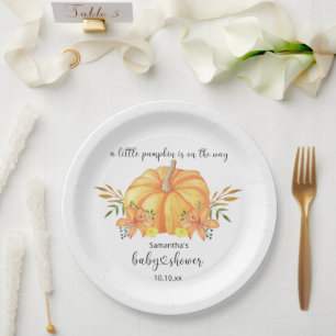 Plato De Papel Naranja acuático Ducha de bebé
