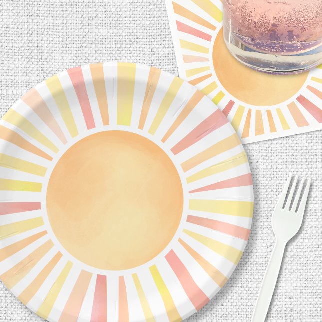 Plato De Papel Naranja Amarillo Sol (Sunshine Yellow Orange Sun Napkins)