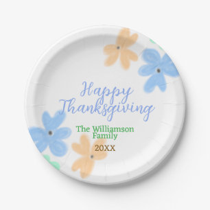 Plato De Papel Naranja azul color de agua verde inviernoGracias