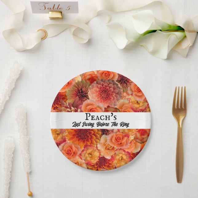Plato De Papel Naranja Bachelorette Party Golf Bridal Shower Peac (Boda)