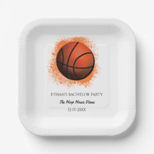 Plato De Papel Naranja blanco cumpleaños de baloncesto / fiesta d