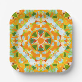 Plato De Papel Naranja brillante Estrella Verde ducha de niño beb
