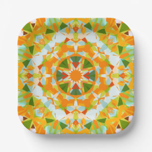 Plato De Papel Naranja brillante Estrella Verde ducha de niño beb