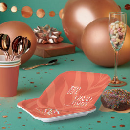 Plato De Papel Naranja brillante Fiesta simple de calificaciones