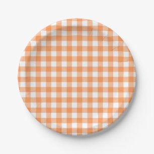 Plato De Papel Naranja Buffalo Plaid