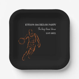 Plato De Papel Naranja campeón de baloncesto negro partido de sol