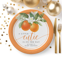 Plato De Papel Naranja Citrus Little Cutie En El Camino De Baby S