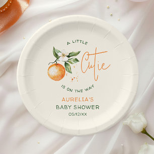 Plato De Papel Naranja Citrus Pequeña Cutie Baby Shower Placa de 