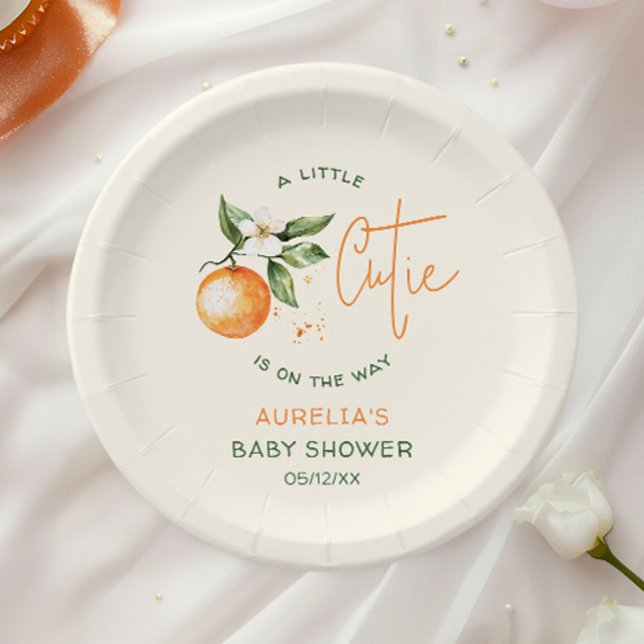 Plato De Papel Naranja Citrus Pequeña Cutie Baby Shower Placa de  (Subido por el creador)