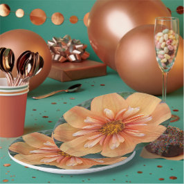 Plato De Papel Naranja Collarette Dahlia Floral