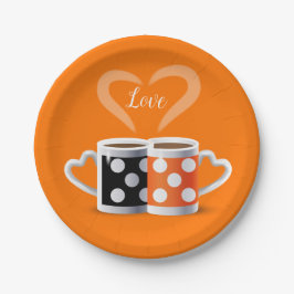 Plato De Papel Naranja + color café negro o pertenecemos juntos