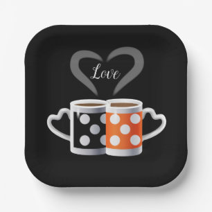 Plato De Papel Naranja + color café negro o pertenecemos juntos