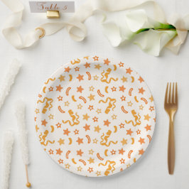Plato De Papel Naranja Confetti