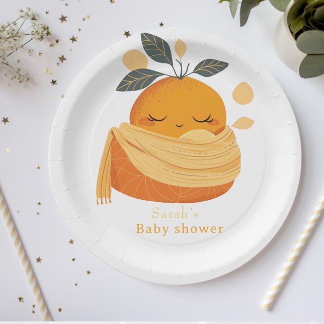 Plato De Papel naranja cordial Ducha bebé (Subido por el creador)
