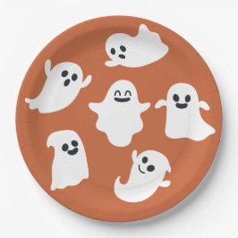 Plato De Papel Naranja Cute Ghost Halloween Fall Baby Shower