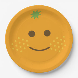 Plato De Papel Naranja Cute Kawaii