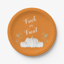 Plato De Papel Naranja Cute Trick De Calabaza O Trate Halloween