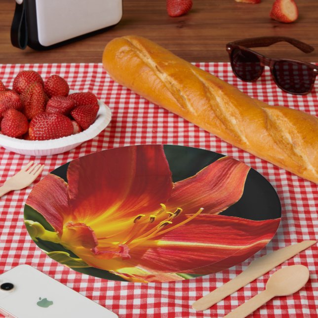 Plato De Papel Naranja Daylily Bloom Floral (Picnic)