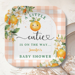 Plato De Papel Naranja de Baby Shower cutie poco neutro