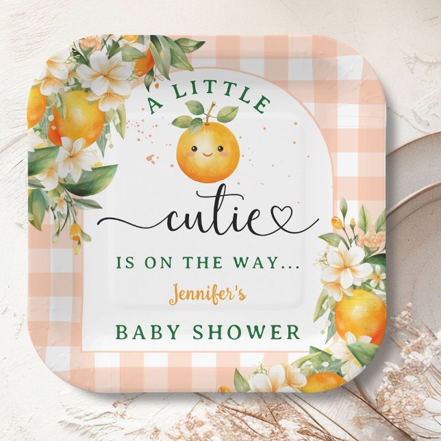Plato De Papel Naranja de Baby Shower cutie poco neutro (Subido por el creador)