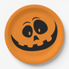 Plato De Papel Naranja de calabaza Halloween