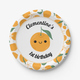 Plato De Papel Naranja de Cutie Tangerina Clementina Personalizad