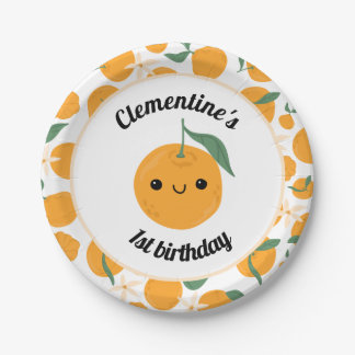 Plato De Papel Naranja de Cutie Tangerina Clementina Personalizad