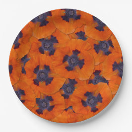 Plato De Papel Naranja de escarlata Poppy patrón sin soldadura