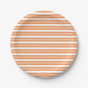 Plato De Papel Naranja de franjas esbozadas