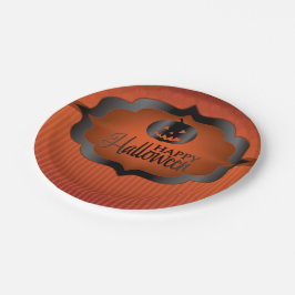 Plato De Papel Naranja de Halloween jack o'lantern