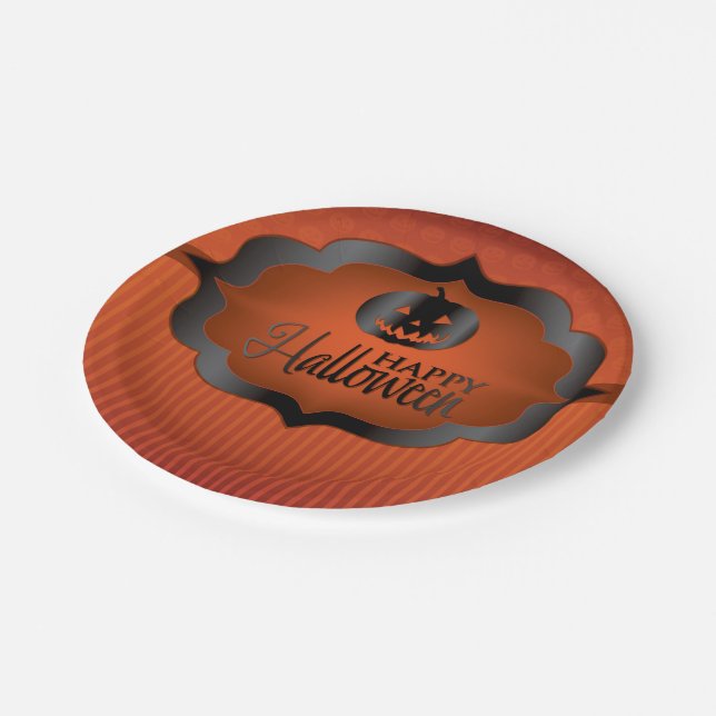 Plato De Papel Naranja de Halloween jack o'lantern (Angular)