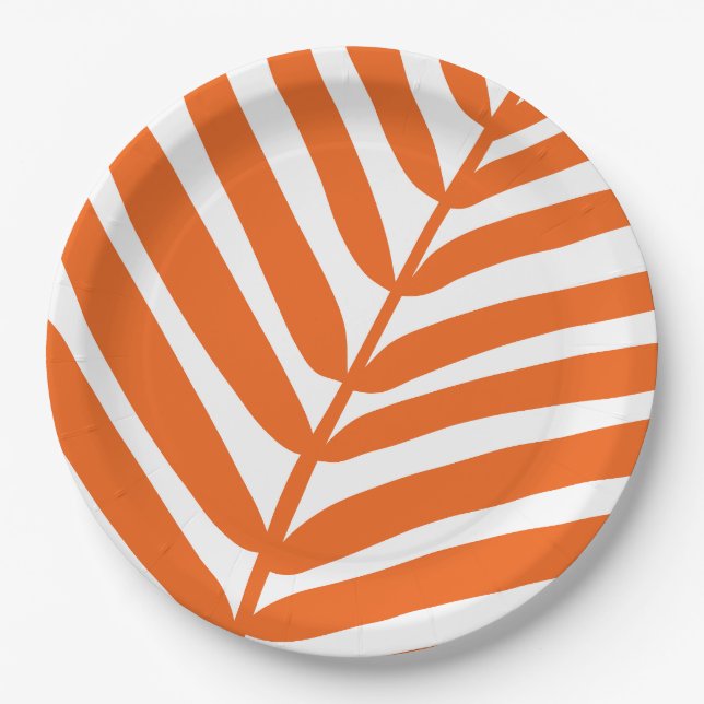 Plato De Papel Naranja de hoja de palma (Anverso)