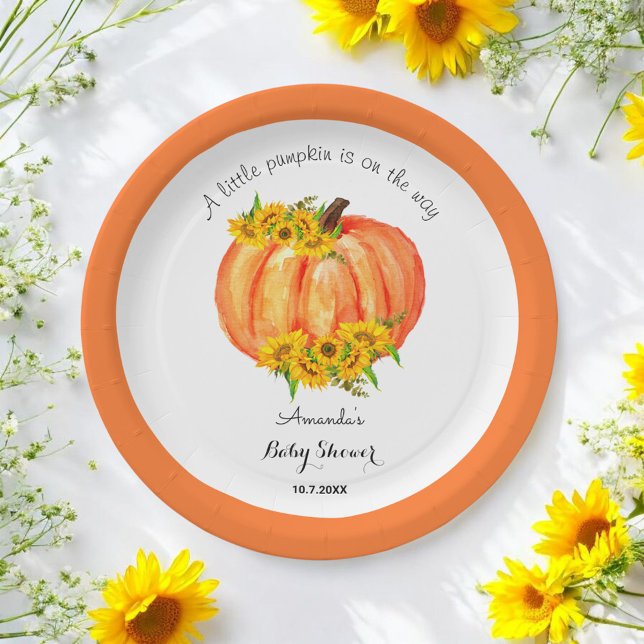Plato De Papel Naranja de la caída de Baby Shower de calabaza bla (Subido por el creador)