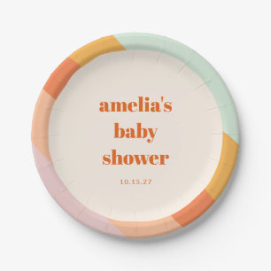 Plato De Papel Naranja de la Fábrica de la Moneda Boho Stripes Pe