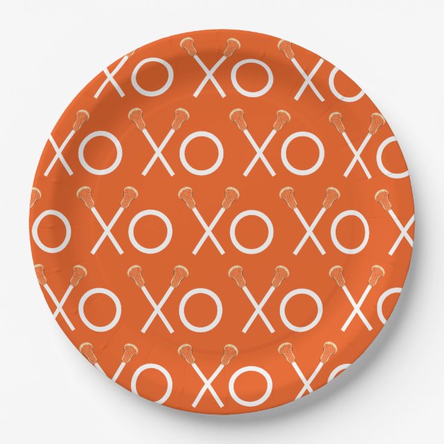 Plato De Papel Naranja de Lacrosse Team (Anverso)