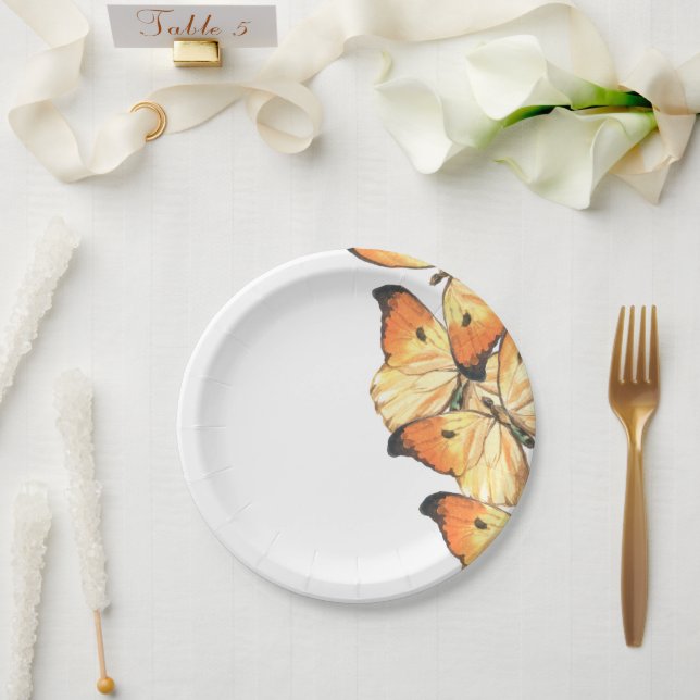 Plato De Papel Naranja de mariposa monarca Invitación a ducha de  (Boda)