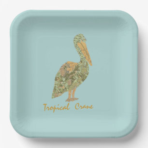 Plato De Papel Naranja de rana tropical