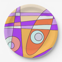 Plato De Papel Naranja de Surfing Resumen Purple