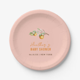 Plato De Papel Naranja de verano moderno Citrus Baby Shower