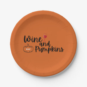 Plato De Papel Naranja de vino y calabazas y fiesta de Halloween 