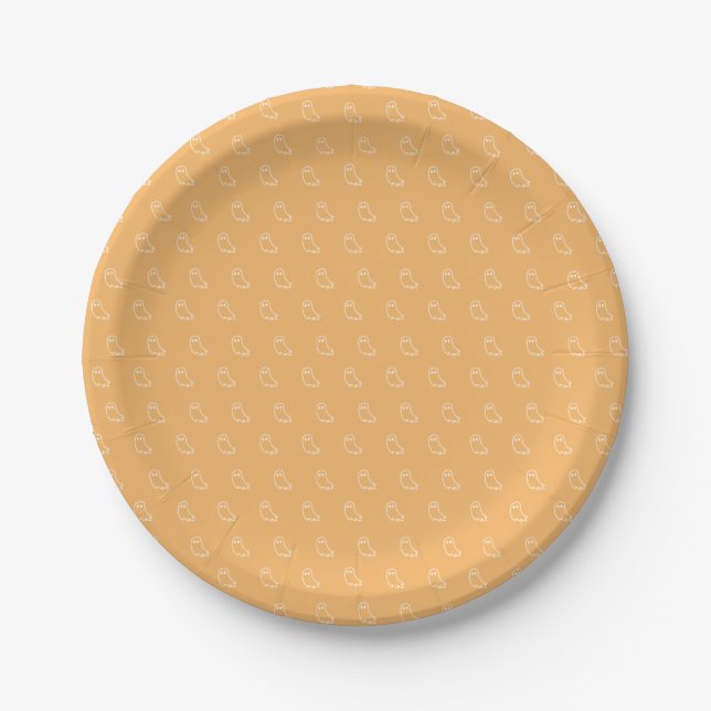 Plato de papel naranja fantasma dibujado a mano (Anverso)