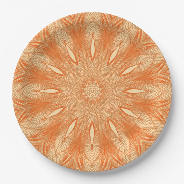 Plato De Papel Naranja Faux Tulle Design (Anverso)