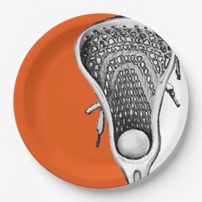 Plato De Papel Naranja Fiesta de Lacrosse (Anverso)