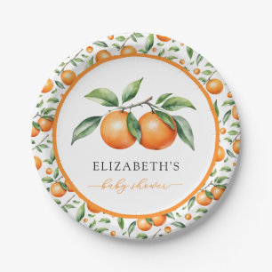 Plato De Papel Naranja gemelos Baby Shower