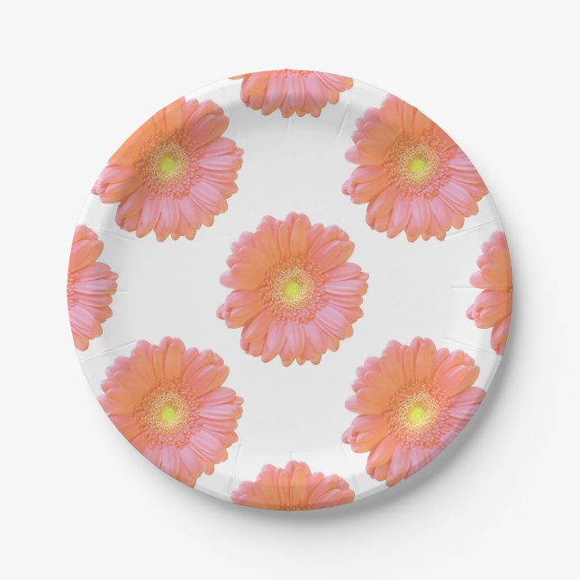 Plato De Papel Naranja gerbera daisy (Anverso)